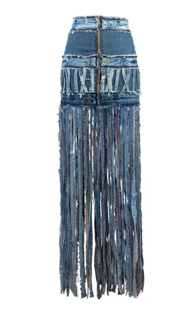BOYEDOE Odeneho Fringe Denim Skirt | Thumbnail 2