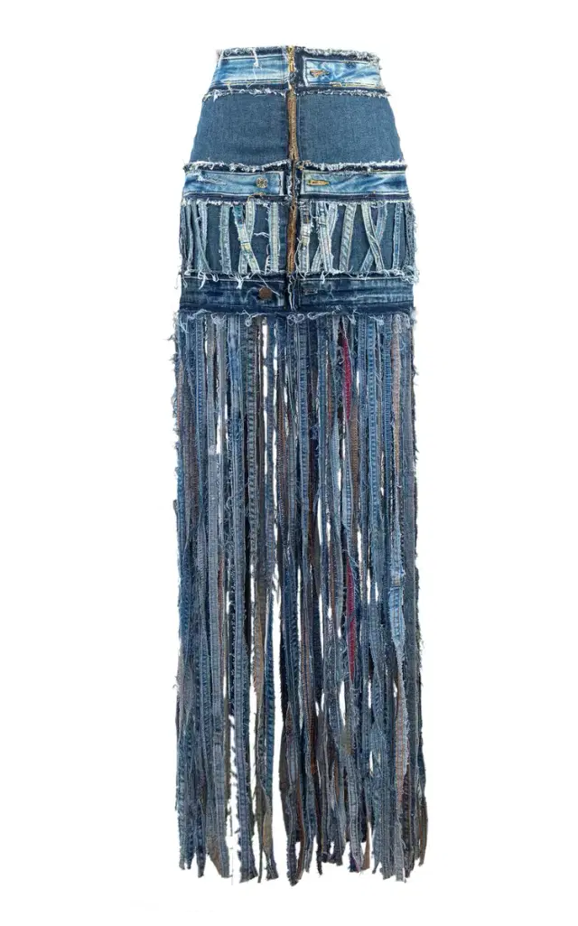 Odeneho Fringe Denim Skirt