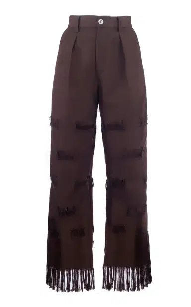 BOYEDOE Adoma Fringe-Trimmed High-Rise Wide-Leg  Cotton-Blend Pants | Thumbnail 1