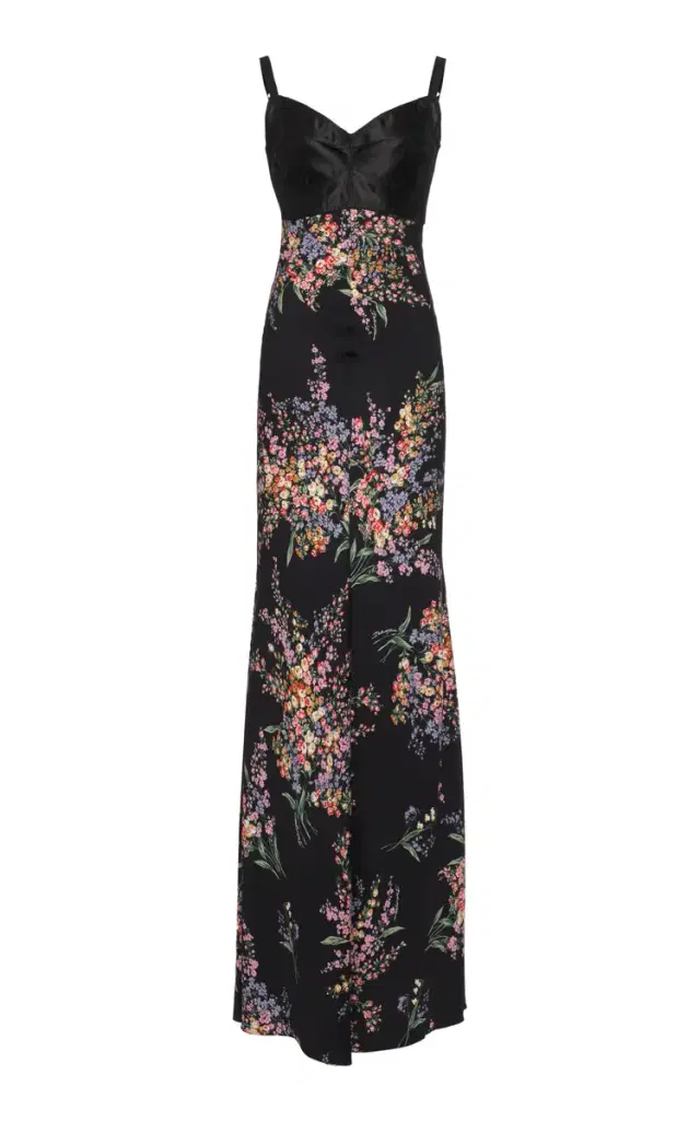 Sicilian Silk Charmeuse Floral Maxi Dress