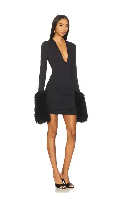 Aniye Records Nika Faux Fur V Dress | Thumbnail 2