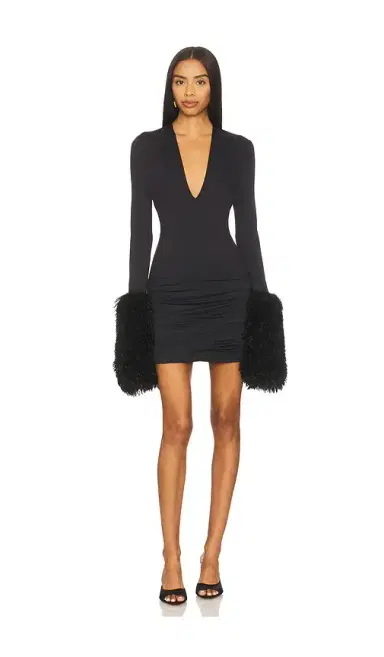 Aniye Records Nika Faux Fur V Dress | Thumbnail 1