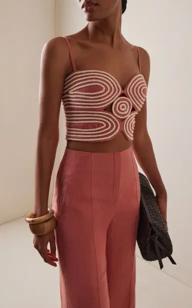 ANDRES OTALORA Baía Embroidered Linen Crop Top | Thumbnail 2 ANDRES OTALORA Baía Embroidered Linen Crop Top | Thumbnail 2