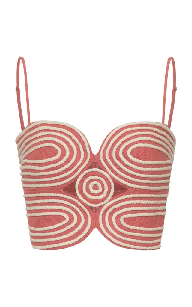 Baía Embroidered Linen Crop Top