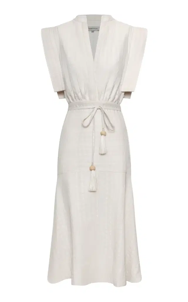 Contigu Despierto Belted Cotton-Jacquard Midi Dress