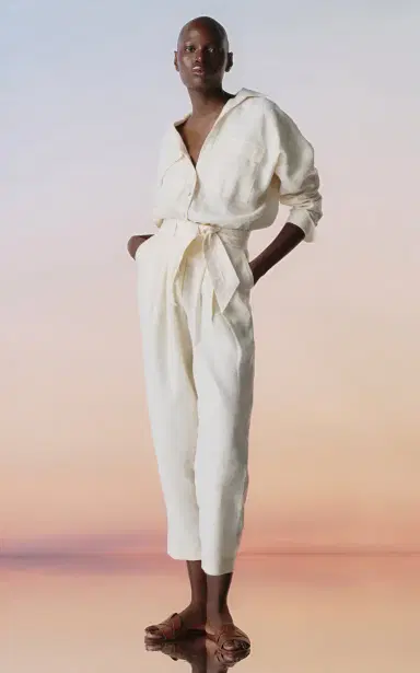ANDRES OTALORA Lo Natural Belted Linen Jumpsuit | Thumbnail 1
