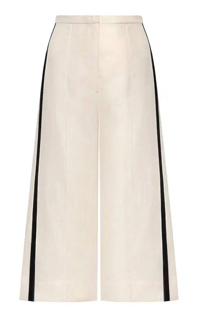 Zahra Mid-Rise Linen Wide-Leg Culotte Pants