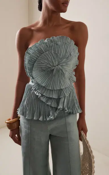 ANDRES OTALORA Imara Pleated Linen Top | Thumbnail 2 ANDRES OTALORA Imara Pleated Linen Top | Thumbnail 2