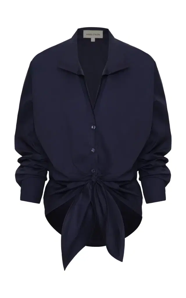 Dalila Tie-Front Cotton Blouse