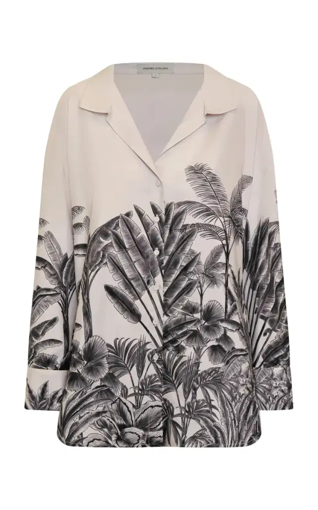 Un Tej Oversized Printed Linen Shirt