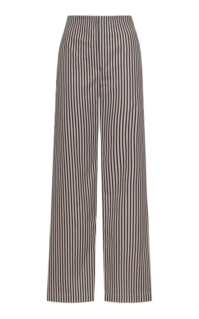 ANDRES OTALORA Zuri Striped Stretch-Cotton Wide-Leg Pants