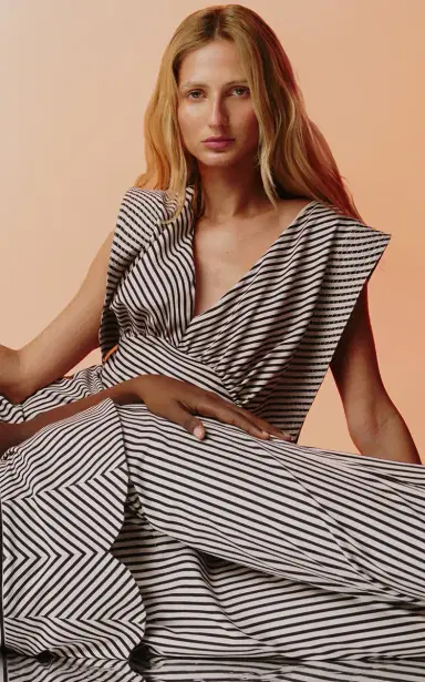 ANDRES OTALORA Gazelle Striped Stretch-Cotton Midi Dress | Thumbnail 2