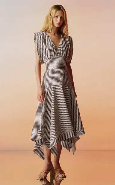 ANDRES OTALORA Gazelle Striped Stretch-Cotton Midi Dress | Thumbnail 1