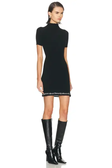 Alexander Wang Ribbed Short Sleeve Logo Dress | Thumbnail 2 Alexander Wang Ribbed Short Sleeve Logo Dress | Thumbnail 2
