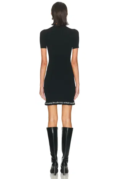 Alexander Wang Ribbed Short Sleeve Logo Dress | Thumbnail 3 Alexander Wang Ribbed Short Sleeve Logo Dress | Thumbnail 3
