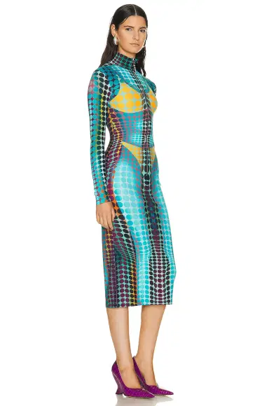 Jean Paul Gaultier Center Front Zip Long Sleeve Dress | Thumbnail 2