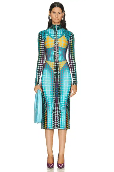 Jean Paul Gaultier Center Front Zip Long Sleeve Dress | Thumbnail 1