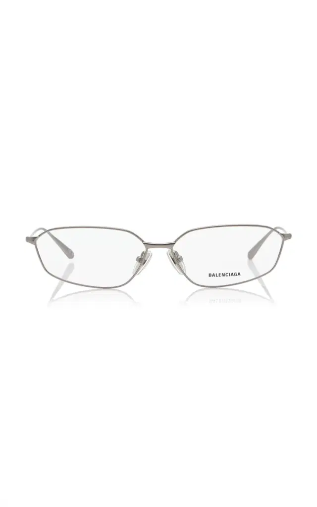 Balenciaga Editorial Oval-Frame Metal Glasses