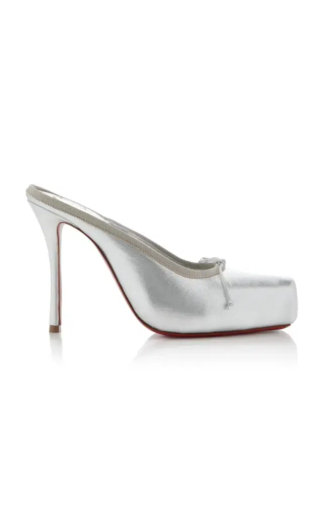 Christian Louboutin Cassia 100mm Metallic Leather Mules