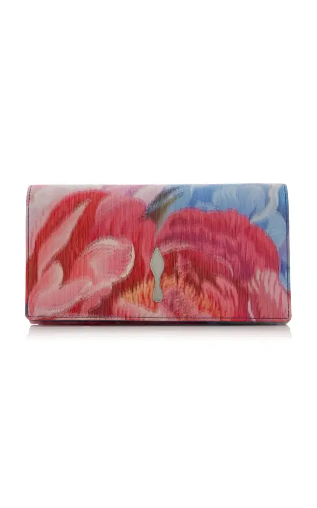 Christian Louboutin Bettina Peony-Printed Crepe Clutch