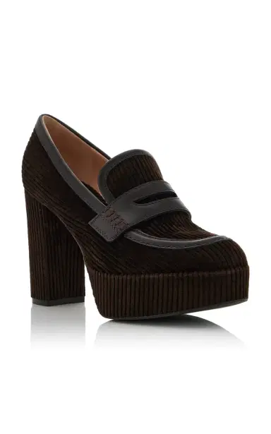 Gianvito Rossi Corduroy Platform Loafer Pumps | Thumbnail 4 Gianvito Rossi Corduroy Platform Loafer Pumps | Thumbnail 4