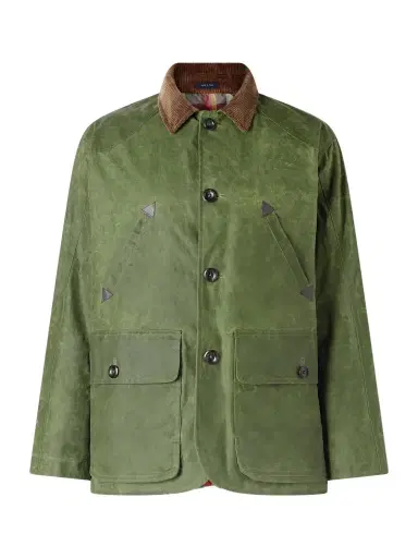 Drake's Barn Corduroy-Trimmed Waxed-Cotton Jacket - Men | Thumbnail 1 Drake's Barn Corduroy-Trimmed Waxed-Cotton Jacket - Men | Thumbnail 1