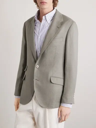 Brunello Cucinelli Silk, Linen and Wool-Blend Blazer - Men | Thumbnail 3 Brunello Cucinelli Silk, Linen and Wool-Blend Blazer - Men | Thumbnail 3