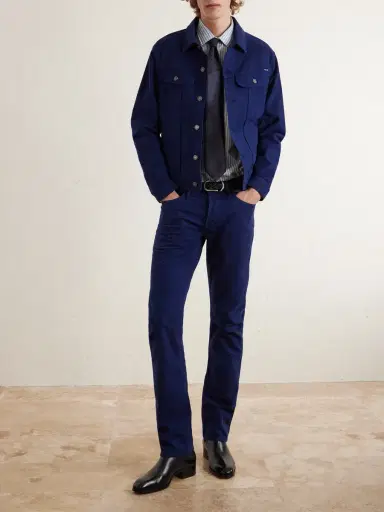 Tom Ford Slim-Fit Cotton-Blend Moleskin Trousers - Men | Thumbnail 2 Tom Ford Slim-Fit Cotton-Blend Moleskin Trousers - Men | Thumbnail 2