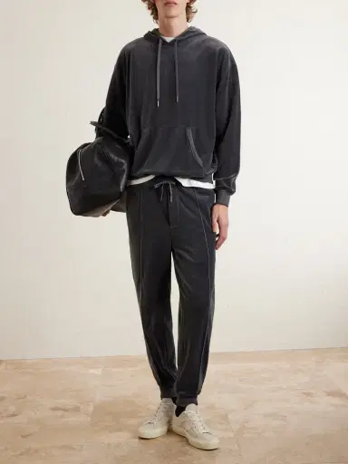 Tom Ford Tapered Cotton-Blend Velour Sweatpants - Men | Thumbnail 2 Tom Ford Tapered Cotton-Blend Velour Sweatpants - Men | Thumbnail 2