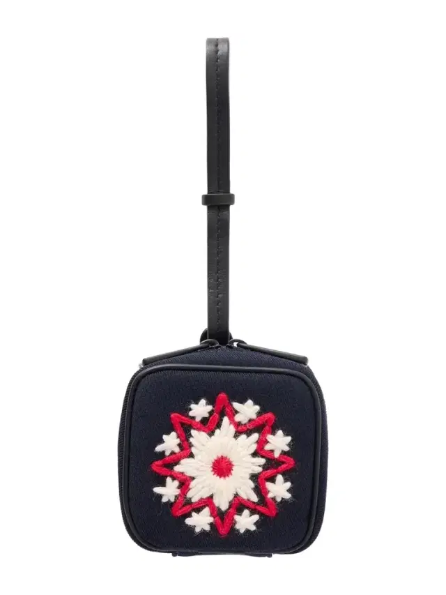 Mini Embroidered Leather-trimmed Twill Pouch