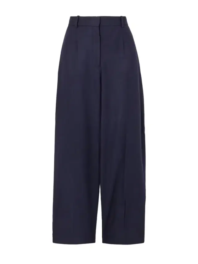 Pleated Flannel Wide-leg Pants