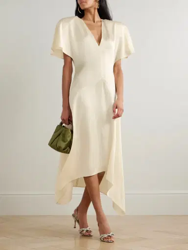 Stella McCartney Paneled Hammered-satin Midi Dress | Thumbnail 2 Stella McCartney Paneled Hammered-satin Midi Dress | Thumbnail 2