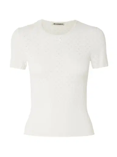 JW Anderson Bow-detailed Recycled Pointelle-knit T-shirt | Thumbnail 1 JW Anderson Bow-detailed Recycled Pointelle-knit T-shirt | Thumbnail 1