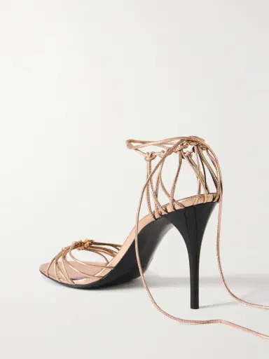 Saint Laurent Babylone Embellished Knotted Metallic Leather Sandals | Thumbnail 3 Saint Laurent Babylone Embellished Knotted Metallic Leather Sandals | Thumbnail 3