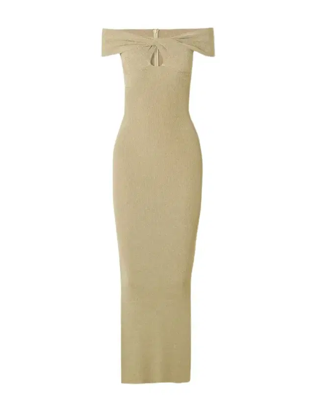 Off-the-shoulder Cutout Ribbed-knit Gown