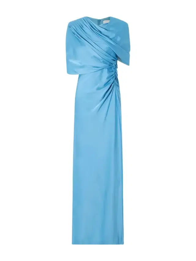 Open-back Cape-effect Draped Satin Gown