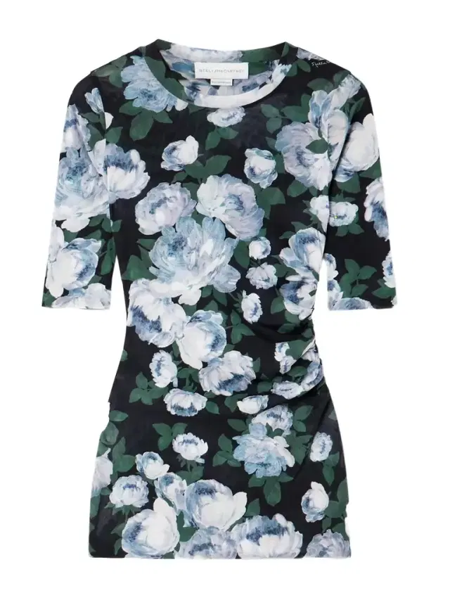 Floral-print Mesh Top