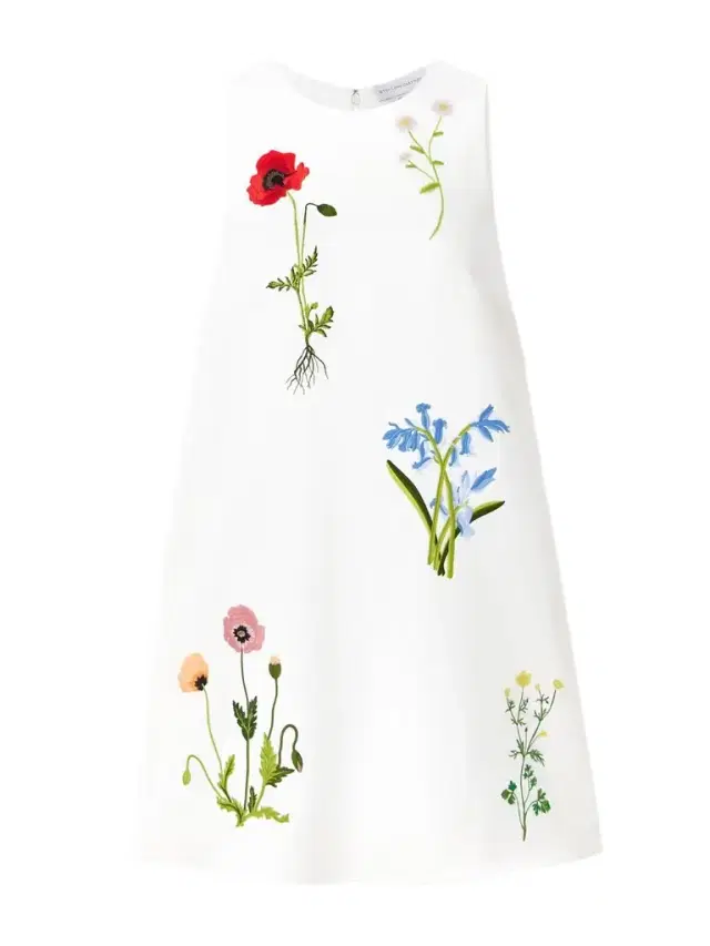 Embroidered Crepe Mini Dress