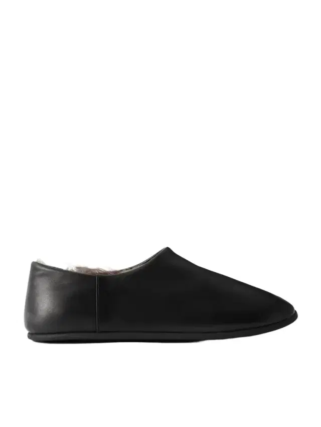 CHRISTEN Big Boot Shearling-lined Leather Slippers