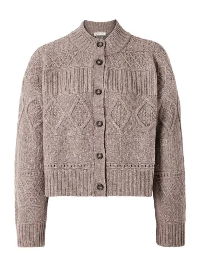 Amory Cropped Cable-knit Wool-blend Cardigan