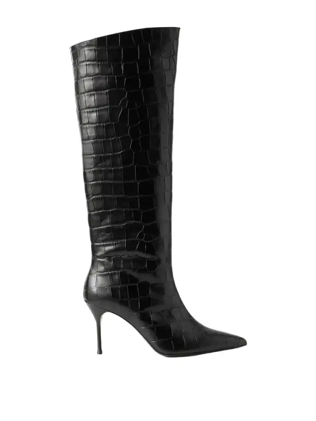 Sebastian Croc-effect Leather Knee Boots