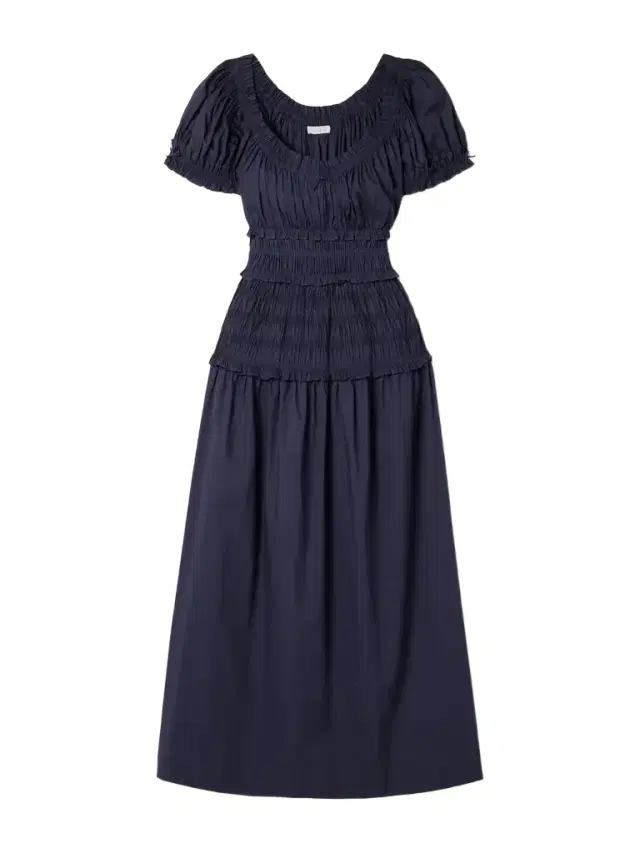Leanne Shirred Gingham Organic Cotton-poplin Midi Dress