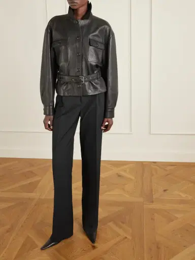 Saint Laurent Pleated Grain De Poudre Wool Straight-leg Pants | Thumbnail 2 Saint Laurent Pleated Grain De Poudre Wool Straight-leg Pants | Thumbnail 2