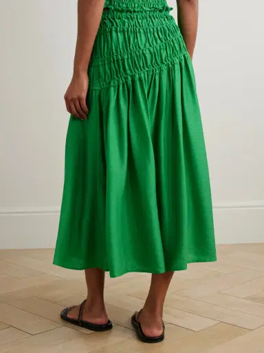 Tory Burch Ruffled Smocked Lyocell-blend Midi Skirt | Thumbnail 4 Tory Burch Ruffled Smocked Lyocell-blend Midi Skirt | Thumbnail 4