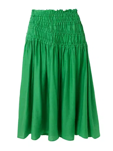 Tory Burch Ruffled Smocked Lyocell-blend Midi Skirt | Thumbnail 1 Tory Burch Ruffled Smocked Lyocell-blend Midi Skirt | Thumbnail 1