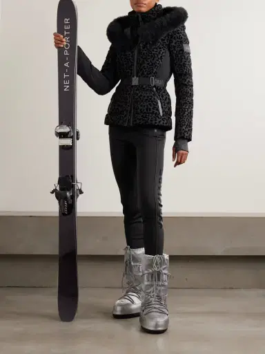 Mackage Elita Hooded Belted Shearling-trimmed Flocked Down Ski Jacket | Thumbnail 2