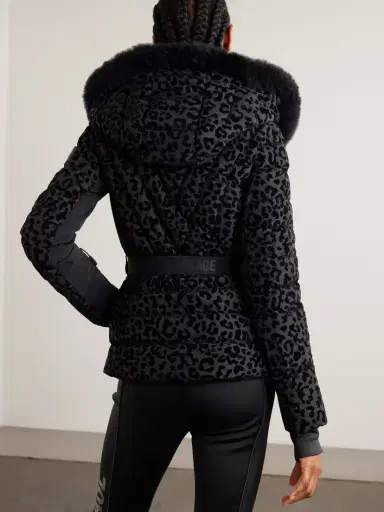 Mackage Elita Hooded Belted Shearling-trimmed Flocked Down Ski Jacket | Thumbnail 3