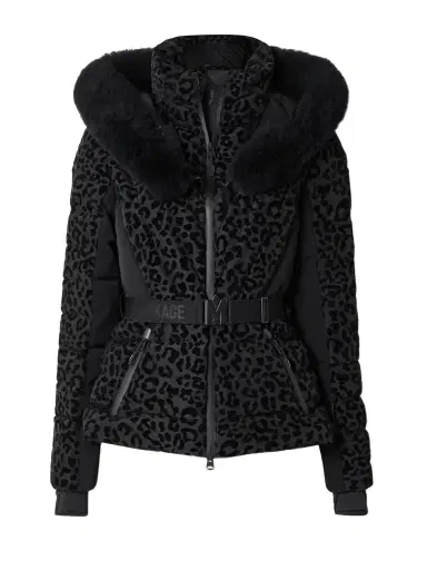 Mackage Elita Hooded Belted Shearling-trimmed Flocked Down Ski Jacket | Thumbnail 1