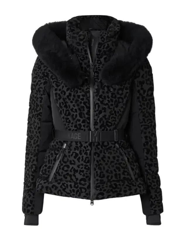 Elita Hooded Belted Shearling-trimmed Flocked Down Ski Jacket