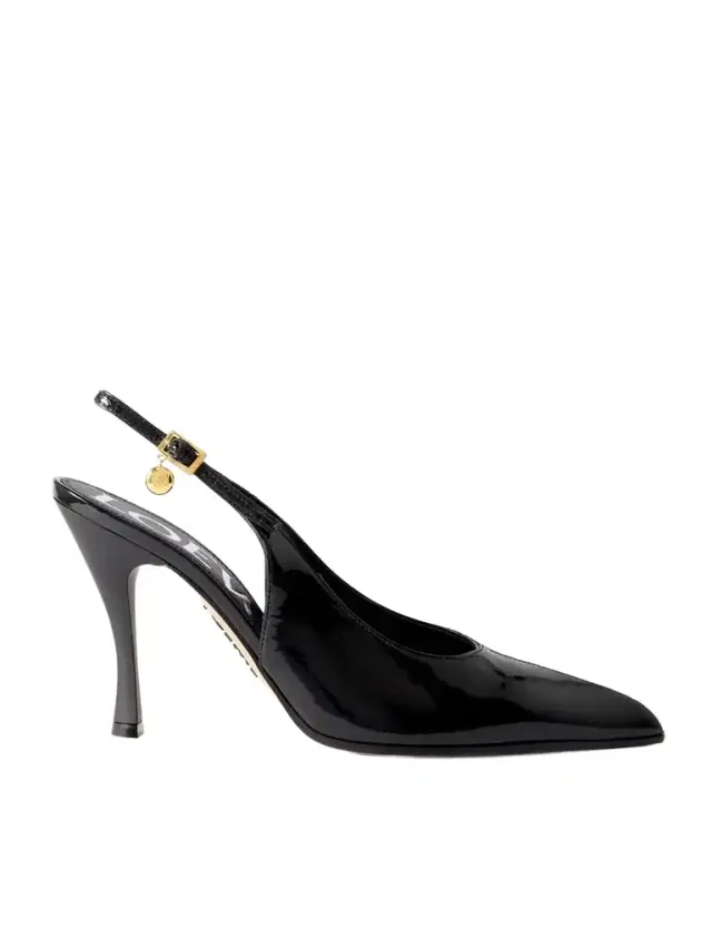 New Comic Embellished Paneled Leather Slingback Pumps